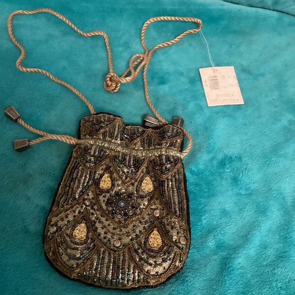 JESSICA McCLINTON FABRIC BEADED PURSE - Picture 2 of 7